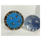 Antique Asian Charger and Japanese Cloisonnï¿½ Bowl