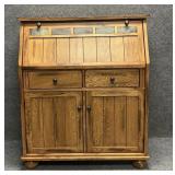 Oak Wooden Drop Leaf Secretary Desk