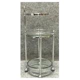 Round Chrome Three Tier Serving Cart