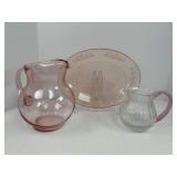 Cabbage Rose Platter, Two Pitchers