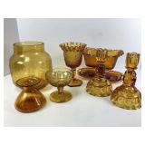Collection of Amber Colored Glassware