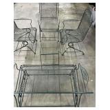 Five Piece Patio Set Vintage Green Wrought Iron