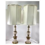 Pair of Cream and Brass Table Lamps