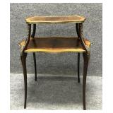 Vintage French Inlaid Walnut Etagere