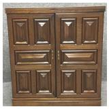 Vintage Fold Out Design Dark Wood Bar Cabinet
