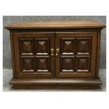 Vintage Dark Wood Cabinet with Geometric Design