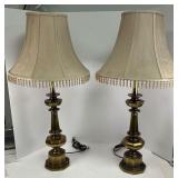 Brass Lamps with Beaded Shades