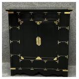 Two Door Black Asian Style Storage Chest