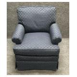 Club Chair with Blue Subtle Diamond Pattern