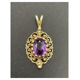 14 KT Victorian Amethyst Pendant
