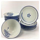 Japanese Blue and White Rice Bowls and Plates