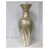 Large Mosaic Gold and White Floor Vase