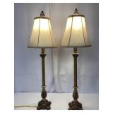 Pair of Gold Toned Candlestick Lamps