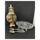 Clear Glass Serving Pieces and Apothecary Jar