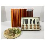 Glass Cutting Board and Cheese Knives