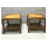 Vintage Wood Side Tables with Banded Top