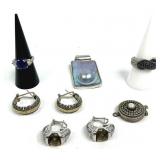 Sterling Earrings Rings and Pendant