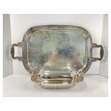 Silver Plate Tray and Divided Silver Plate Server