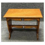 Vintage Maple Bench with Unique Leaf Carvings