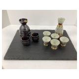 William Sonoma Cheese Board and Two Sake Sets