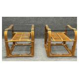Vintage Pair of Swedish Rattan Side Tables