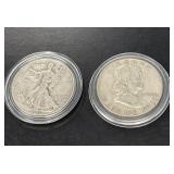1950 Walking Liberty and 1950 Franklin