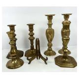 Brass Candlestick and Plate Holder