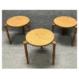 Three Vintage Wood Stacking Round Accent Tables
