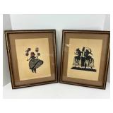 Two Art Deco Paper Cut Silhouettes