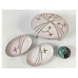 Vintage Arnart Dishes and Glass Paperweight