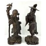 Two Hand Carved Wooden Asian Figurines