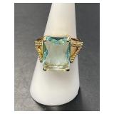 21 ctw Aquamarine and Moissanite Ring