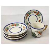 Quimper Pottery Cup and Five Saucers