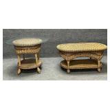 Two Piece Set of Vintage Wicker Tables