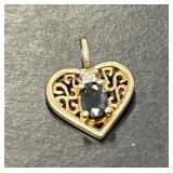 10 KT Sapphire and Diamond Heart Pendant
