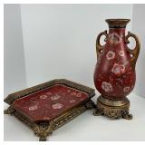 Decorative Vase and Footed Tray