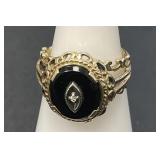 10 KT Vtg Diamond Signet Ring