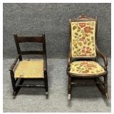 Two Vintage Childrens Rocking Chairs