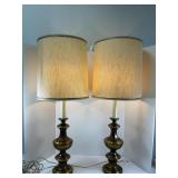Pair of Heavy Brass Leviton Table Lamps