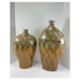Two Ceramic Drip Glaze Vases