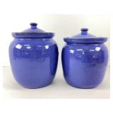 Handmade Blue Pottery Cookie Jars