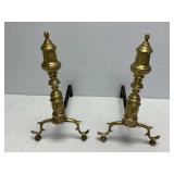 Federal Style Brass And Iron Fireplace Andirons