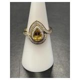 D'Joy AAA Brazilian Heliodor and Moissanite Ring