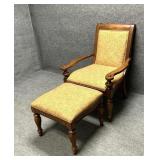 Hardwood Upholstered Chair and Ottoman