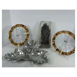 Two Gold Rim Bowls Holly Server for Candy or Mints