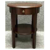 Wood Round One Drawer End Table