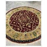 Rounded Lahore Kashmir Hand Knotted Rug