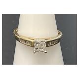 14 KT Ladies Diamond Quad Princess Ring