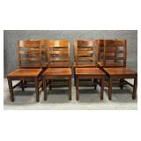Eight Classic Solid Wood Ladder Back Dining Chairs
