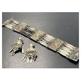 Sterling Taxco Bracelet and Earrings